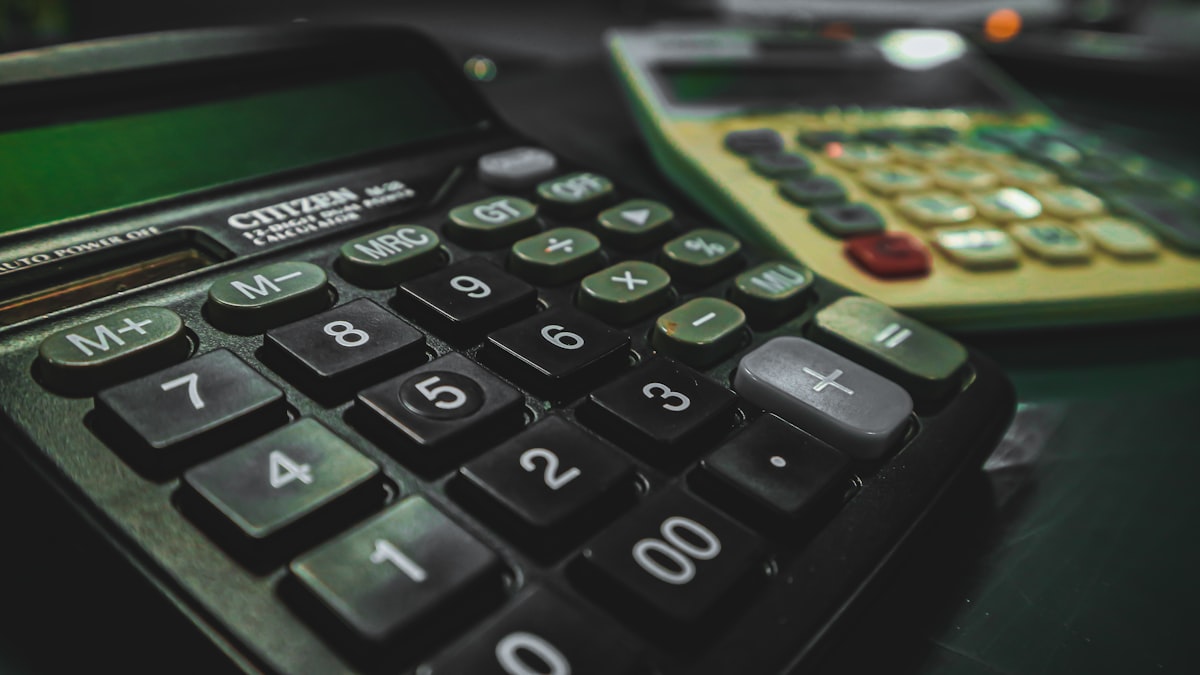 Close-up of calculators